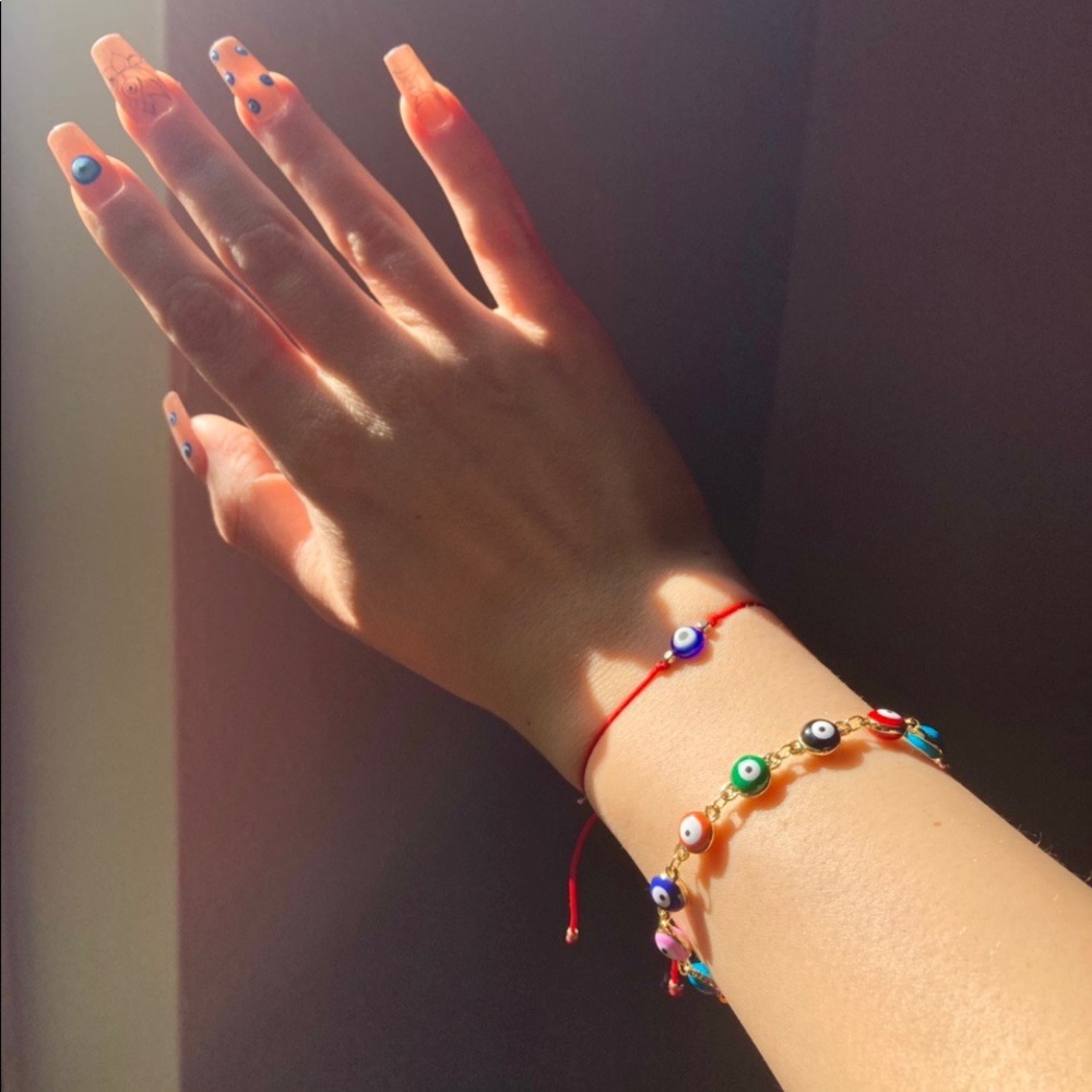 Handmade Multicolored evil eye gold plated bracelet